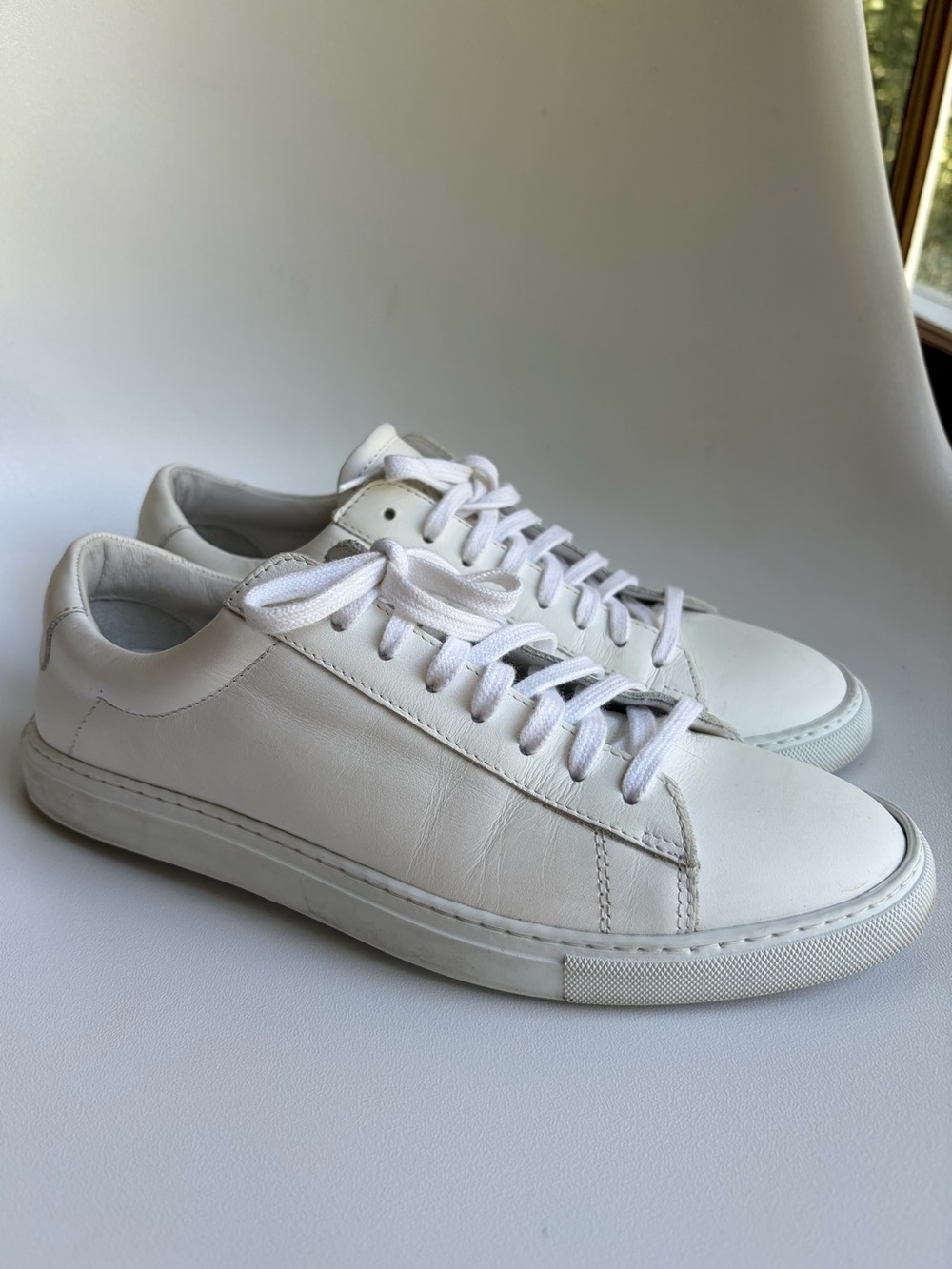 Oliver Cabell All-White Leather Low 1 Lace Up Sneakers EU 38 Italy Luxury